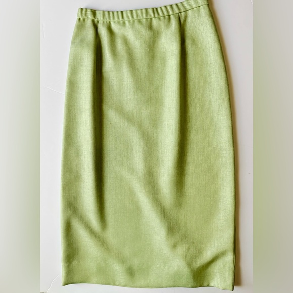 Vintage 90s Pastel Green Skirt Suit Set Henry Lee Petites 8P Career Workwear - Picture 3 of 8